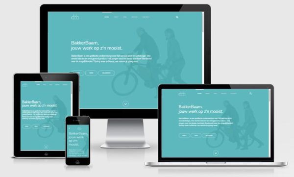 Website bakkerbaarn.nl weergegeven op verschillende devices.