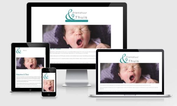 Website prematuurenthuis.nl weergegeven op verschillende devices.