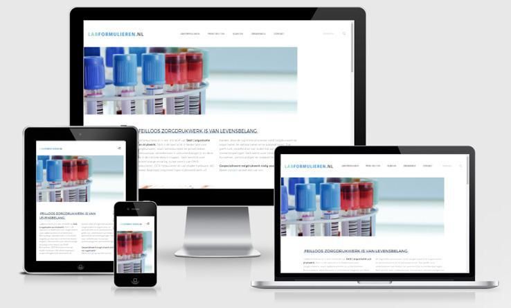 Website labformulieren.nl weergegeven op verschillende devices.