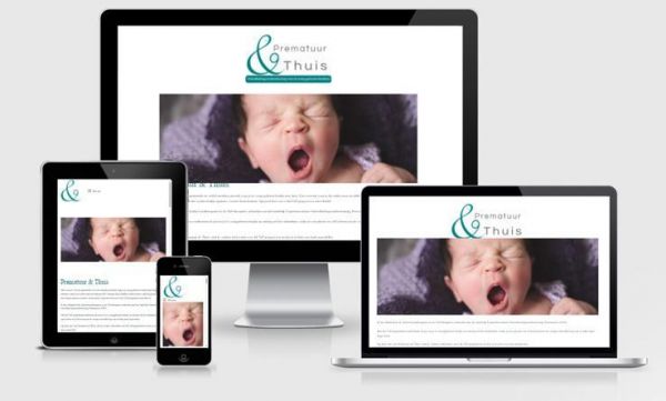 Website prematuurenthuis.nl weergegeven op verschillende devices.